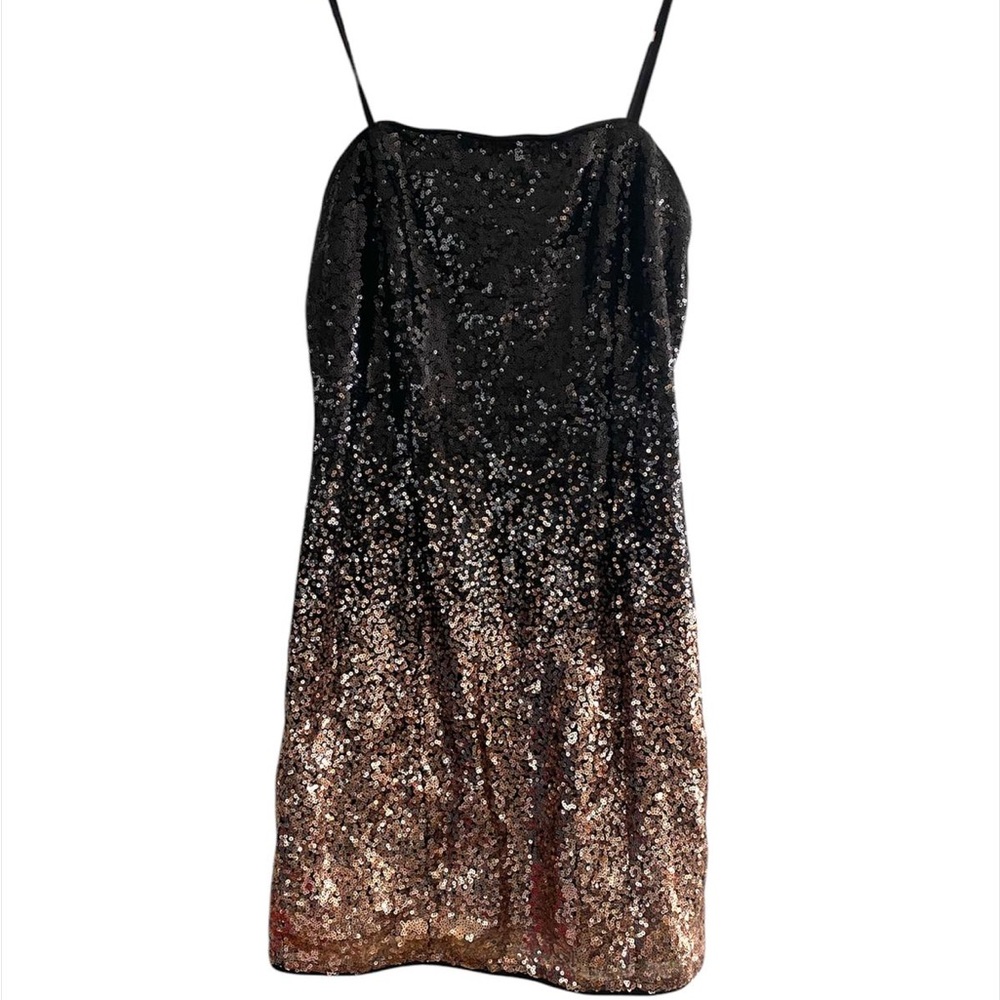 Iris Black and Gold Sequin Mini Dress